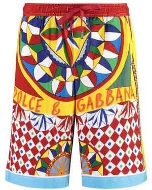 Dolce & Gabbana Printed Cotton Shorts - Blue