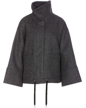 Pinko Wool-Blend Jacket with Zip Closure - Gray