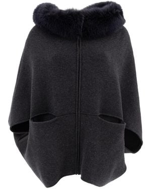 Giovi Wool And Cashmere Poncho - Black