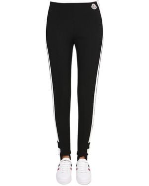 Moncler Leggings Con Patch Logo - Black