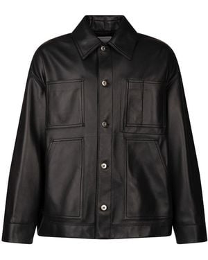 Bottega Veneta Pocket Detailed Leather Jacket - Black