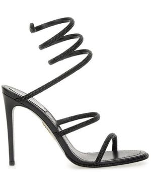 Rene Caovilla "Cleo" Sandal With Crystals - White