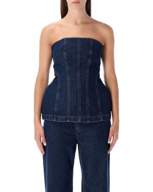 Magda Butrym Strapless Denim Corset Top - Blue