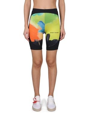 Off-White c/o Virgil Abloh Elastic Waistband Mini Cyclist Pants - Green