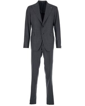 Tagliatore Single-Breasted Suit With Peak Revers - Black