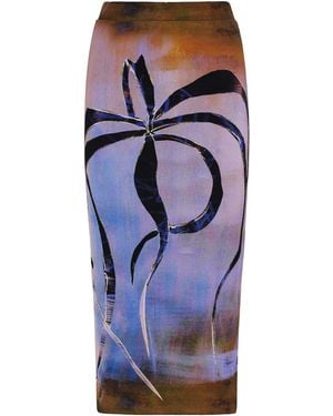 Louisa Ballou Printed Midi Skirt - Blue