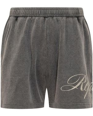 Represent Cotton Shorts With Side Embroidery - Gray