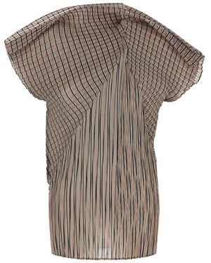 Issey Miyake 'Generic Stripes (Machine Pleats) Top - Brown