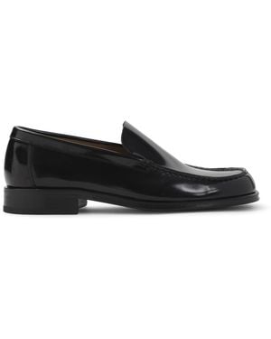 Lemaire Polished Calf Leather Loafers With Tonal Stitching - Black