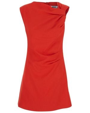 MSGM Asymmetrical Mini Dress - Red