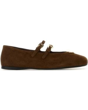 Prada Suede Ballet Flats - Brown