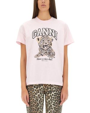 Ganni "Leopard" T-Shirt - White