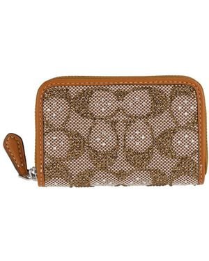 COACH Crystal Signature Small Card Case - Brown