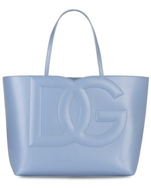 Dolce & Gabbana Dg Logo Leather Tote Bag - Blue