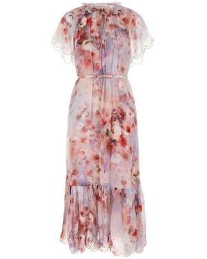 Zimmermann Crush Flutter Midi Dress - Pink