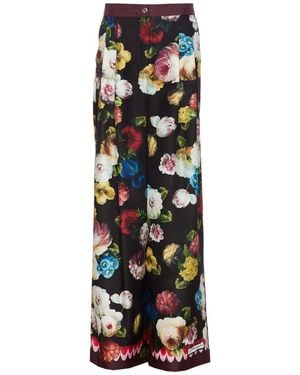 Dolce & Gabbana Floral-print Wide-leg Silk-satin Pants - Black