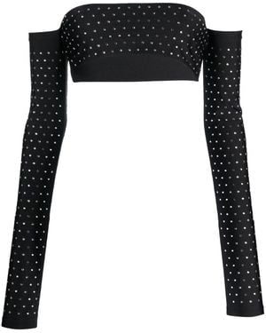 ANDAMANE Lexi Crystal Crop Top - Black