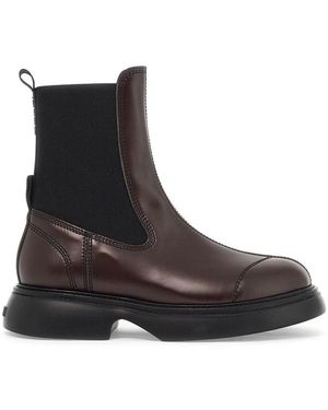 Ganni Leather Ankle Boots in Black Lyst Canada