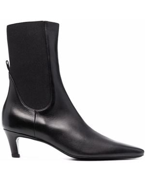 TOTEME Leather Mid Heel Boots - Black