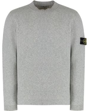 Stone Island Wool-Blend Crew-Neck Jumper - Grey