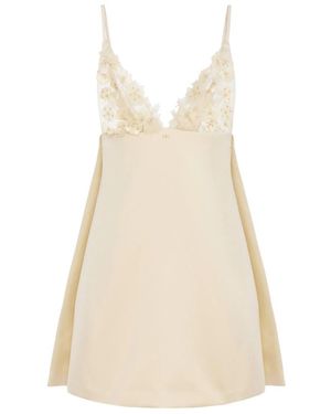 Elisabetta Franchi Floral-Appliqué Dress - Natural