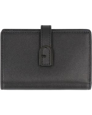 Furla Leather Snap Wallet - Black