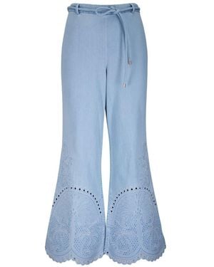 Zimmermann Long Trousers With Embroidery - Blue
