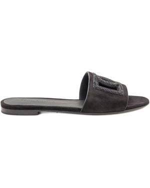 Dolce & Gabbana Dg Logo Leather Sandals - Black
