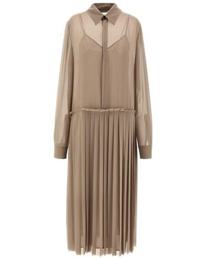 Ami Paris 'Pleated Midi' Dress - Natural