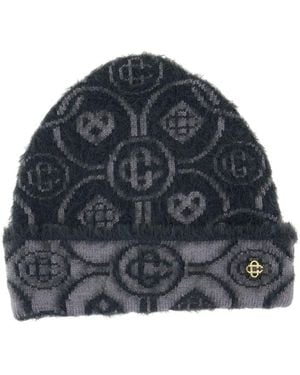 CASABLANCA Fluffy Monogram Beanie - Grey