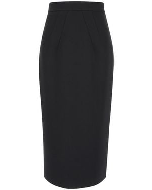 Plain Midi Pencil Skirt - Black