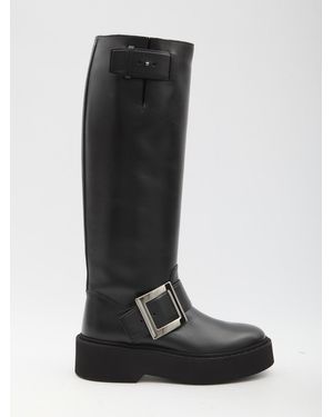 Roger Vivier Viv Rangers High Biker Boots - Black