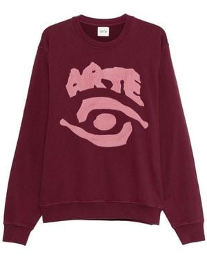 Arte' Eye Front Crewneck Clothing - Red