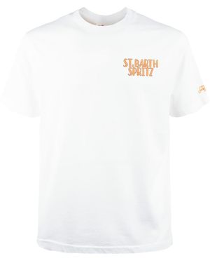 Mc2 Saint Barth Organic Cotton T-Shirt With Aperol Spritz Drink - White