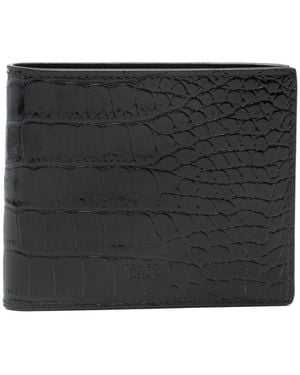 Tom Ford Embossed-Logo Crocodile-Print Wallet - Black