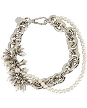 Simone Rocha Encased Pearl Flower Cluster Chain Necklace - Metallic