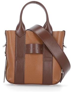 Hogan Pebbled Leather Top-Handle Satchel - Brown