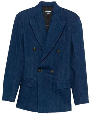 DSquared² Denim Double-Breasted Blazer Jacket - Blue