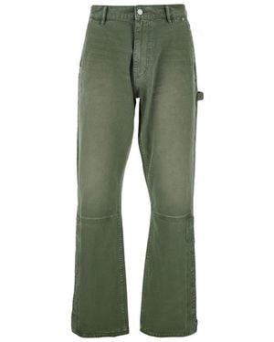 Purple Brand Green Pants With Logo Patch On The Rear And Automatic Buttons In Fabric Man
