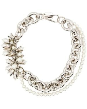 Simone Rocha Encased Pearl Flower Cluster Chain Necklace - Metallic