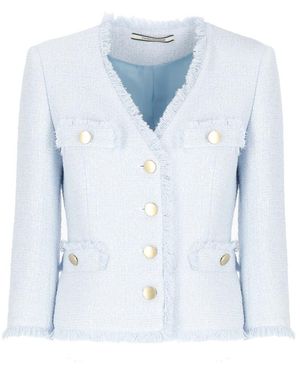 Tagliatore Light Cotton Blend Tweed Jacket - Blue