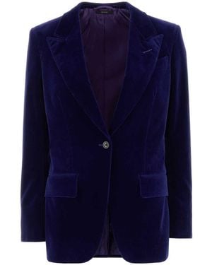 Tom Ford Stretch Velvet Blazer - Blue