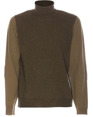 Maison Margiela Four Stitches Two Tone Sweater With Patches On Elbow - Green