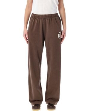 Sporty & Rich Sporty & Rich Ny Crest Embroidered Sweatpants – Chocolate - Brown