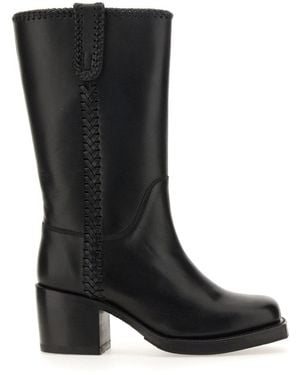 Hereu Elegant Leather Ankle Boots For - Black