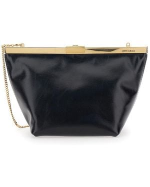 Jimmy Choo 'Ganache' Clutch With Chain-Link Shoulder Strap And Clasp Closure - Black