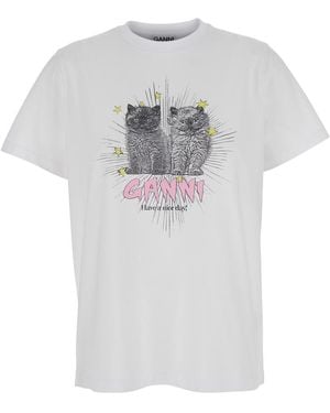 Ganni Basic Jersey Kittens Relaxed T-Shirt - Grey