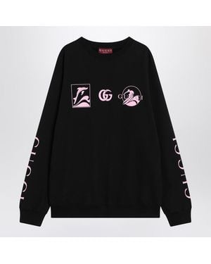 Gucci Sweatshirt With Logo Prints - Black