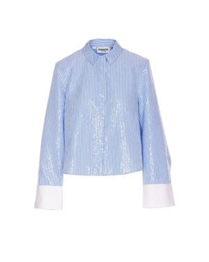 Essentiel Antwerp Sequined Striped Poplin Shirt - Blue