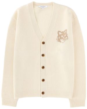 Maison Kitsuné "Fox Head" Cardigan - Natural